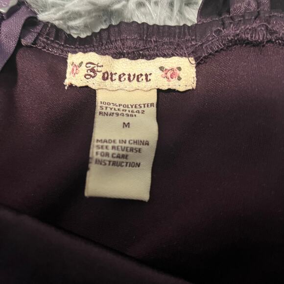 Vintage Forever 21 Y2K Satin Plum Royal Babydoll Tank 2000s Medium - Picture 8 of 8